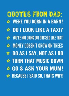Funny Quotes From Dad Father's Day Card