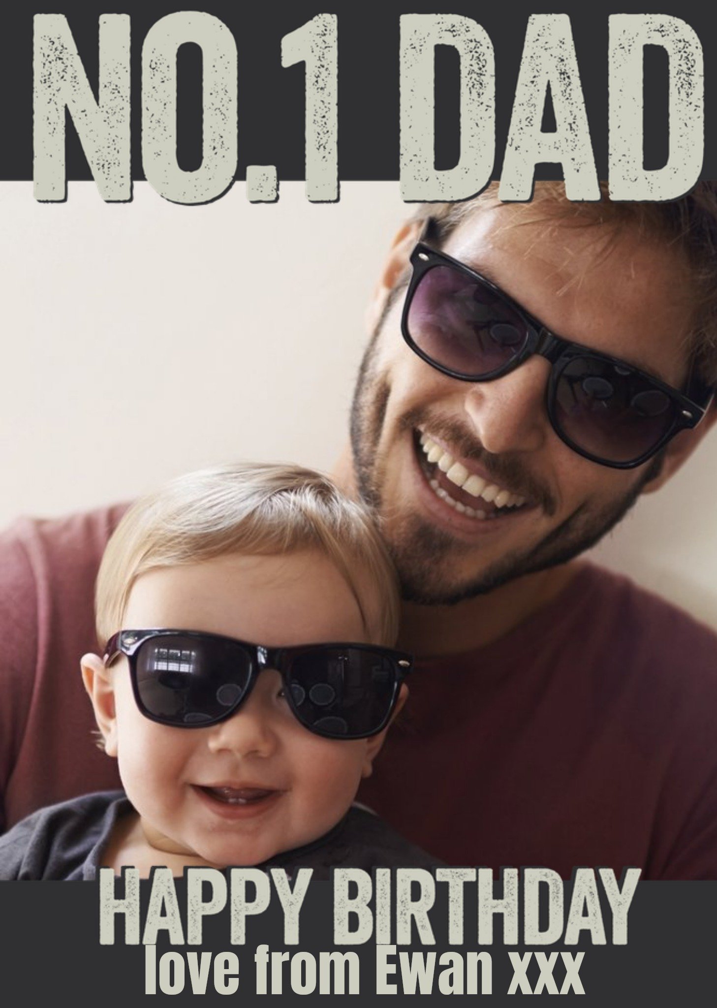 Moonpig Charcoal Number One Dad Personalised Happy Birthday Photo Card
