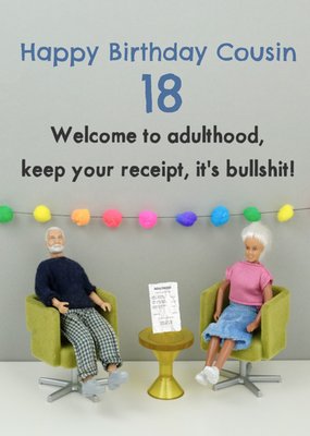 Welcome To Adulthood Cousin 18th Birthday Card