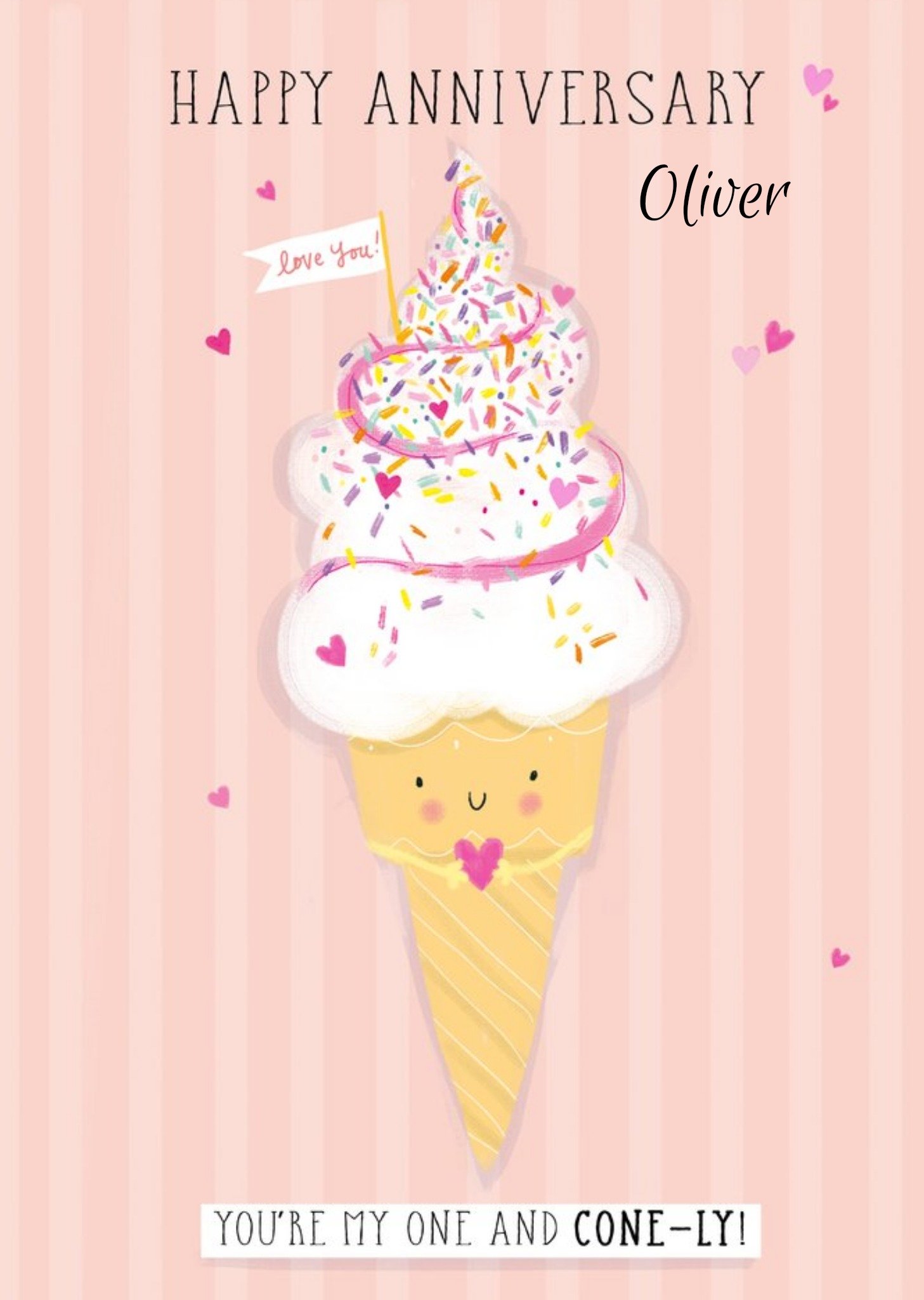 Moonpig Happy Anniversary You're My One And Cone-Ly Birthday Card