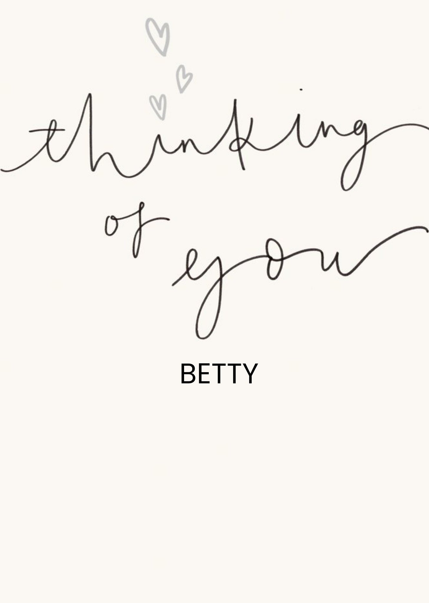 Moonpig Handwritten Typography On A White Background Thinking Of You Card