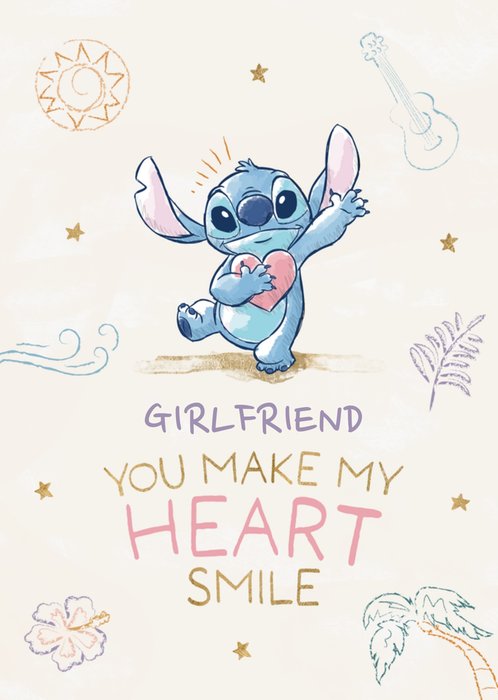 Disney Lilo And Stitch You Make My Heart Smile Card