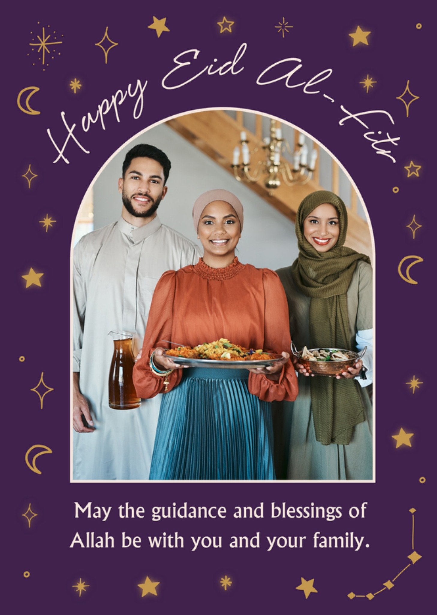 Moonpig Happy Eid Al Fitr Blessings Photo Upload Card, Large