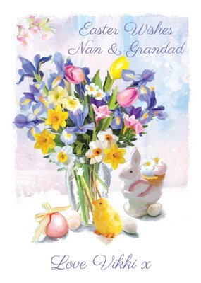 Personalised Easter Wishes Vase Of Flowers Card