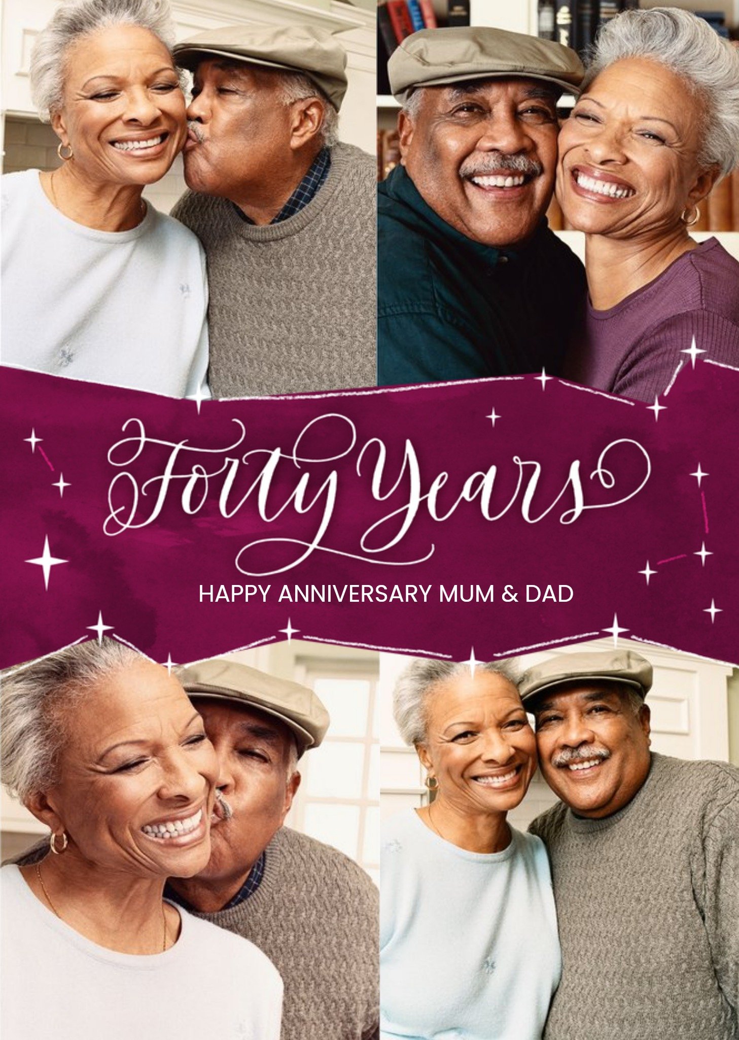 Moonpig 40th Anniversary Photo Upload Card For Mum And Dad - Forty Years