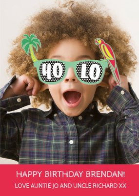 Yolo Sunglasses Birthday Photo Upload Card