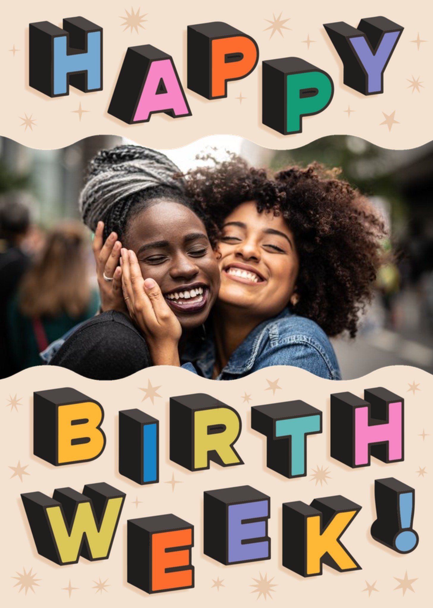 Moonpig Fun Colourful Happy Birth Week Birthday Photo Upload Card