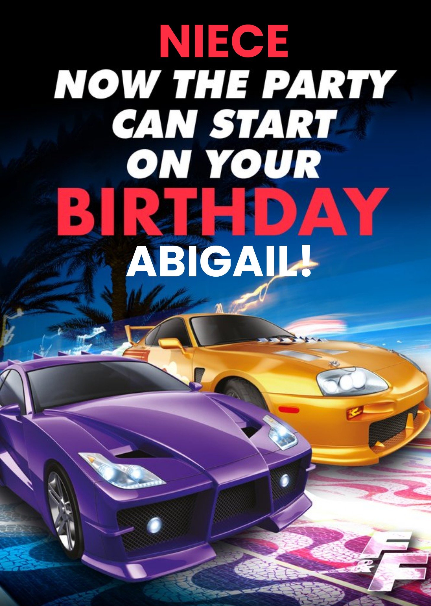 Moonpig Fast And Furious Niece Birthday Card