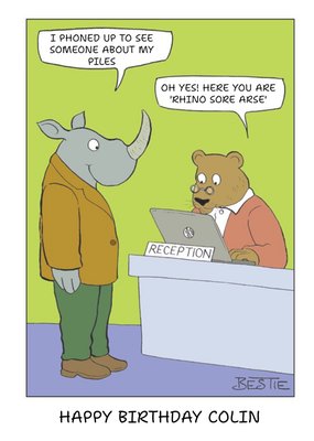 You Are Rhino Sore Pun Card