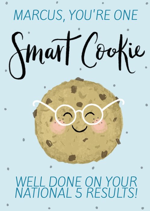 Illustration Of A Smiling Cookie On A Blue Background Congratulations On Your Exams Card