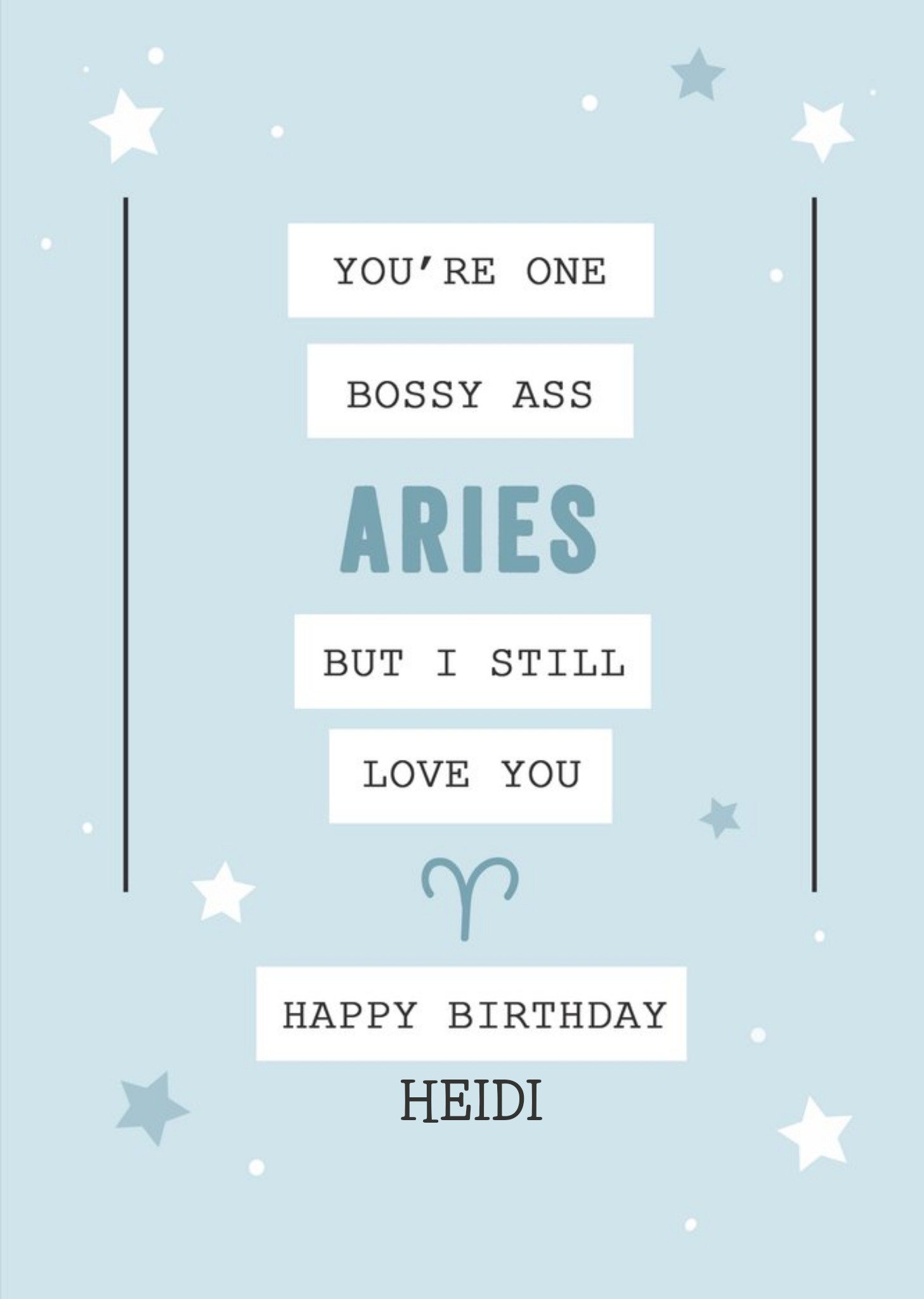 Moonpig Bossy Ass Aries Zodiac Birthday Card
