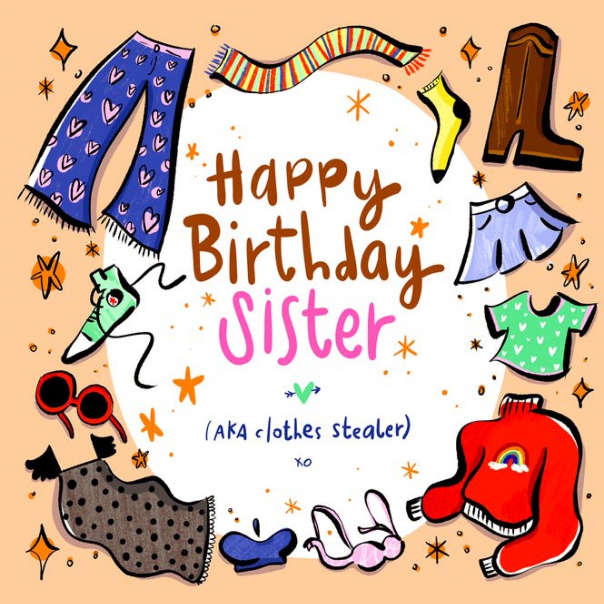 Moonpig Illustrated Colourful Clothes Birthday Card