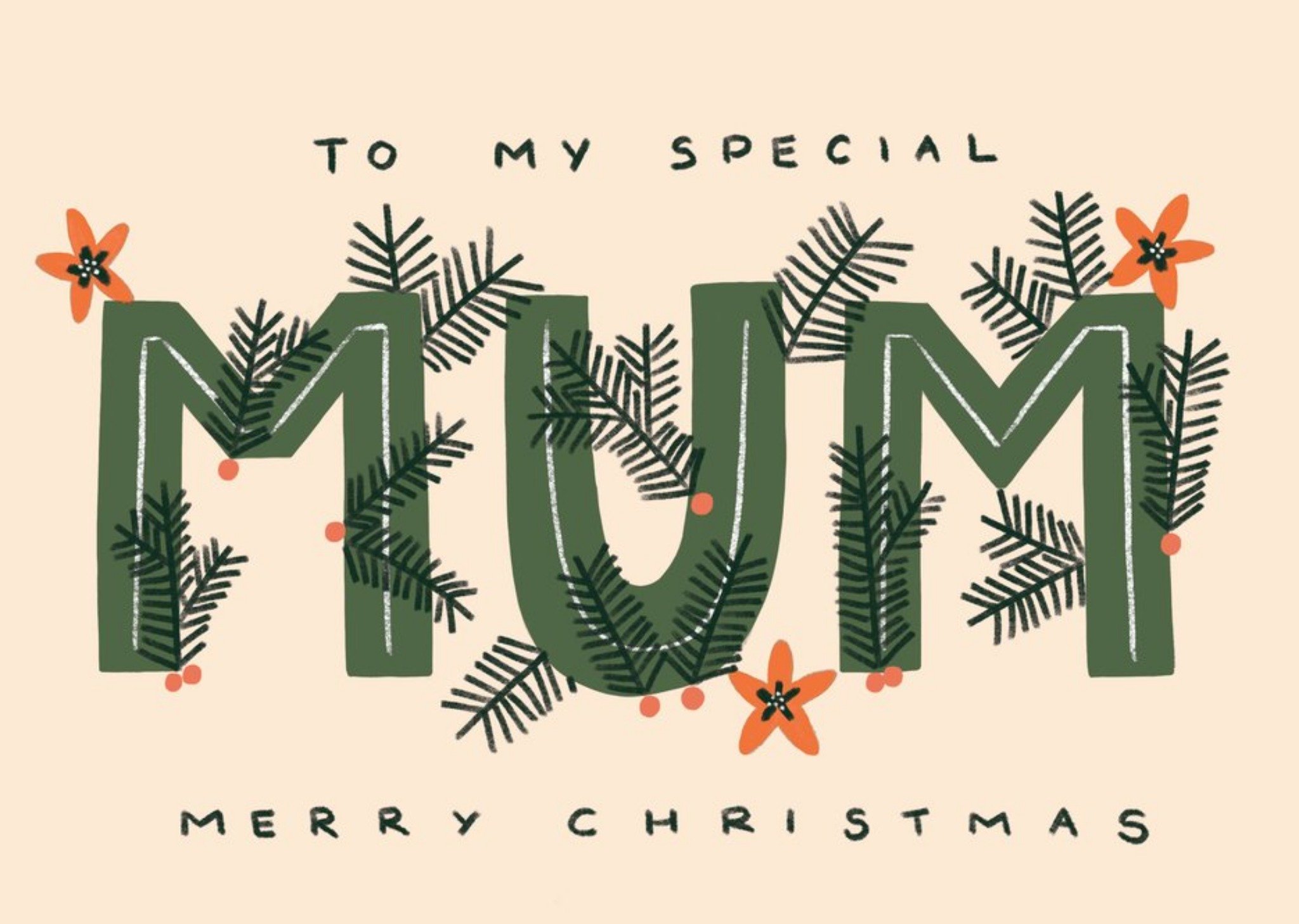 Moonpig To My Special Mum Merry Christmas Typographic Card