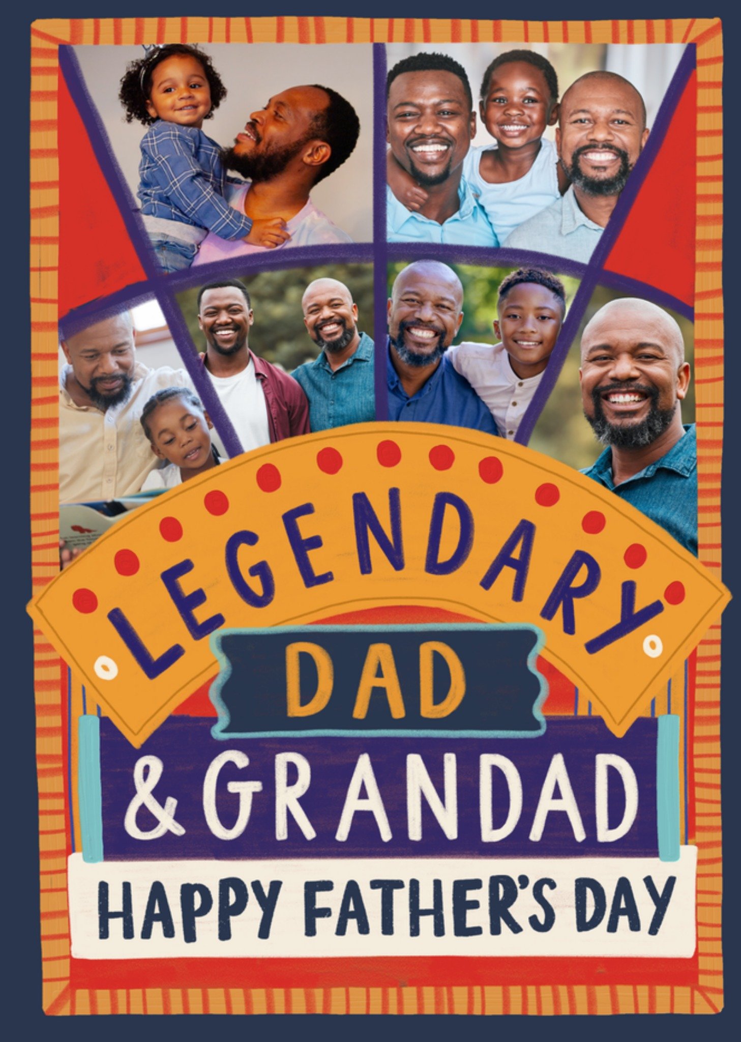 Moonpig Legendary Dad And Grandad Marquee Style Photo FatherâS Day Card