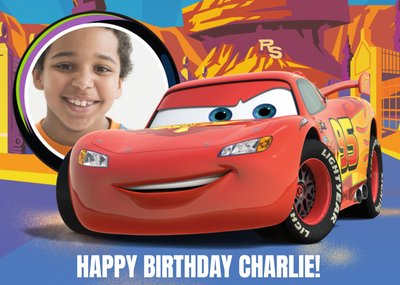 Disney Lightning Mcqueen Landscape Personalised Photo Upload Card