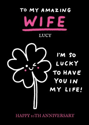 Cute Four-leaf clover Editable Wife Anniversary Card