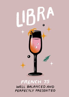 Libra Star Sign Cocktail Birthday Card