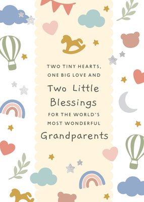 Two Little Blessings World's Most Wonderful Grandparents New Baby Card