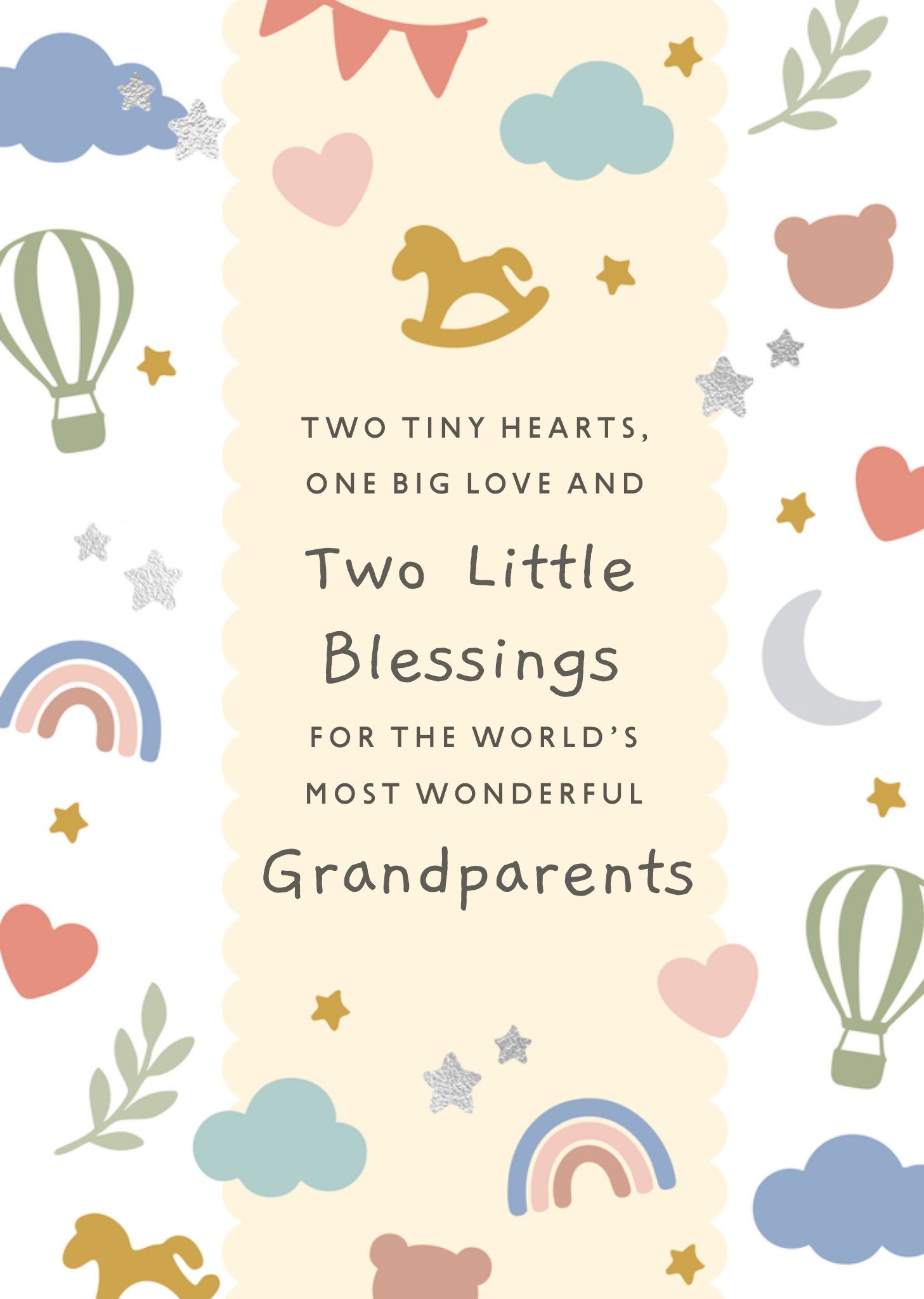 Moonpig Two Little Blessings World's Most Wonderful Grandparents New Baby Card