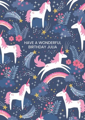 Have a wonderful Birthday - Unicorn flowers