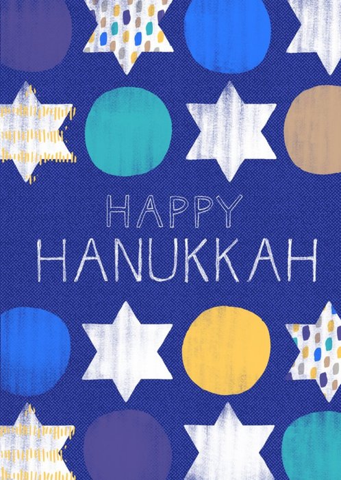 Painted Star Of David Pattern Happy Hanukkah Card