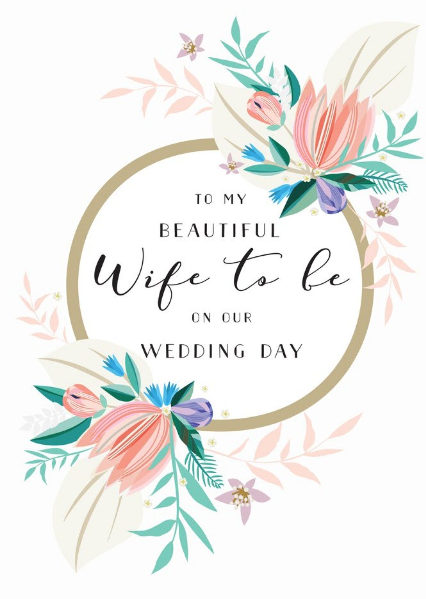 Moonpig Illustrated Floral Ring Wife-To-Be Wedding Day Card