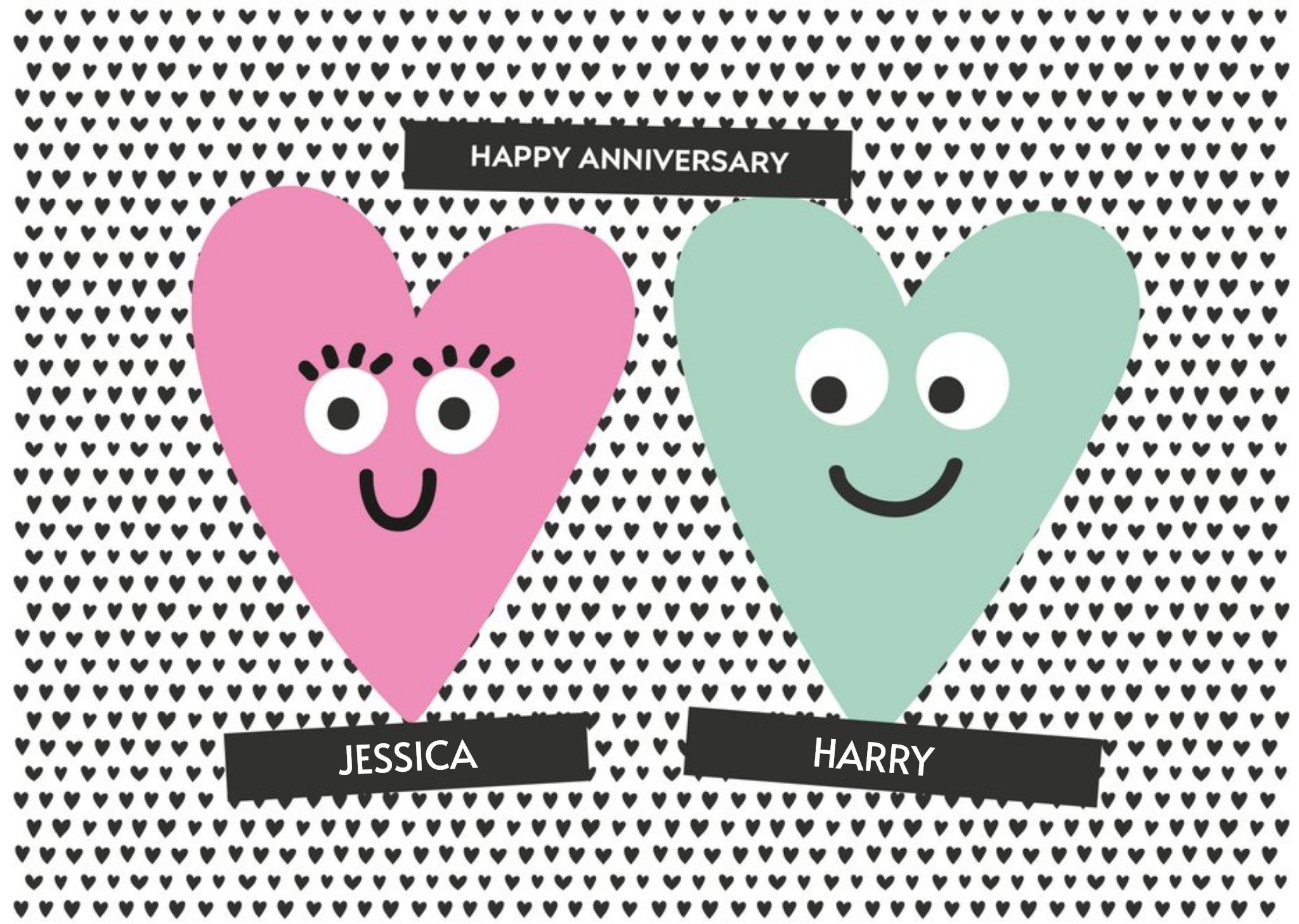 Moonpig Anniversary Card - Love Hearts - Happy Anniversary