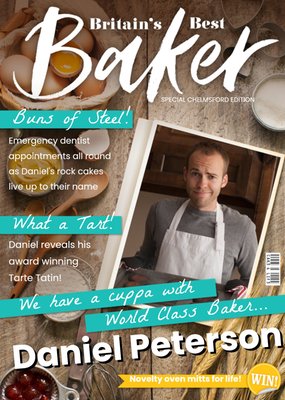 Britain's Best Baker Spoof Magazine Personalised Photo Upload Birthday Card