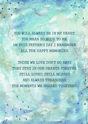 Sentimental Verse Watercolour Thinking Of You This Fathers Day Card