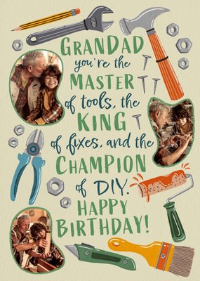 Grandad Champion Of DIY Photo Upload Birthday Card