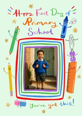 Happy First Day Of School Photo Upload Card