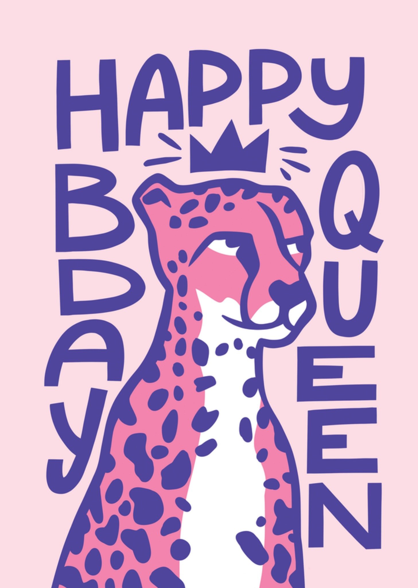Moonpig Queen Cheetah Illustrated Birthday Card