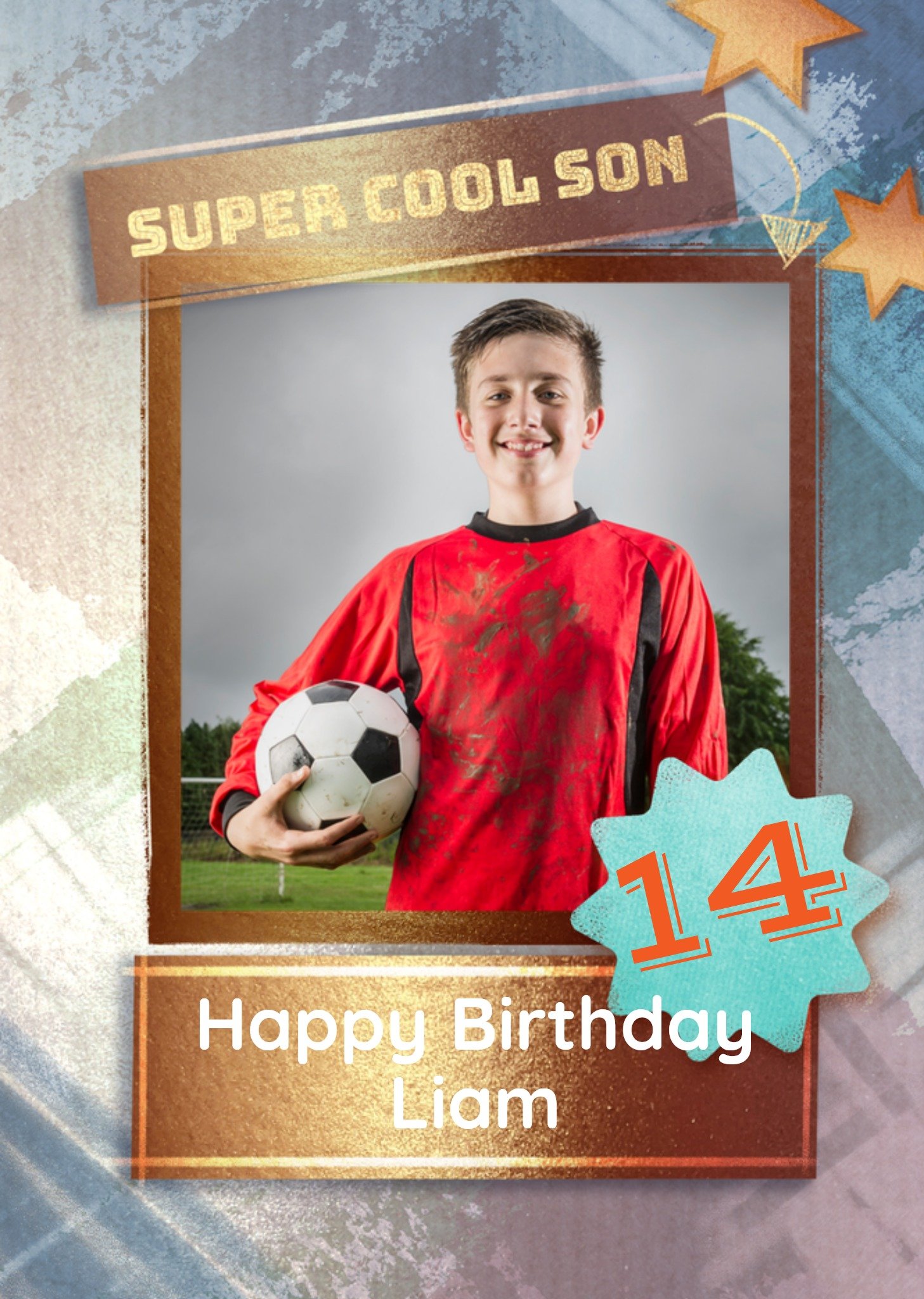 Moonpig Super Cool Son Photo Upload 14th Birthday Card