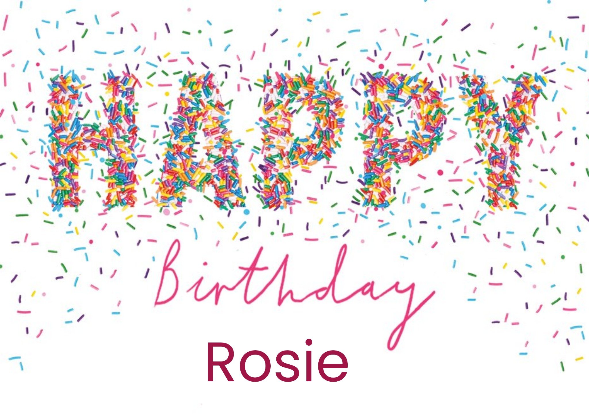 Moonpig Typography Made Up Of Colourful Sprinkles Birthday Card