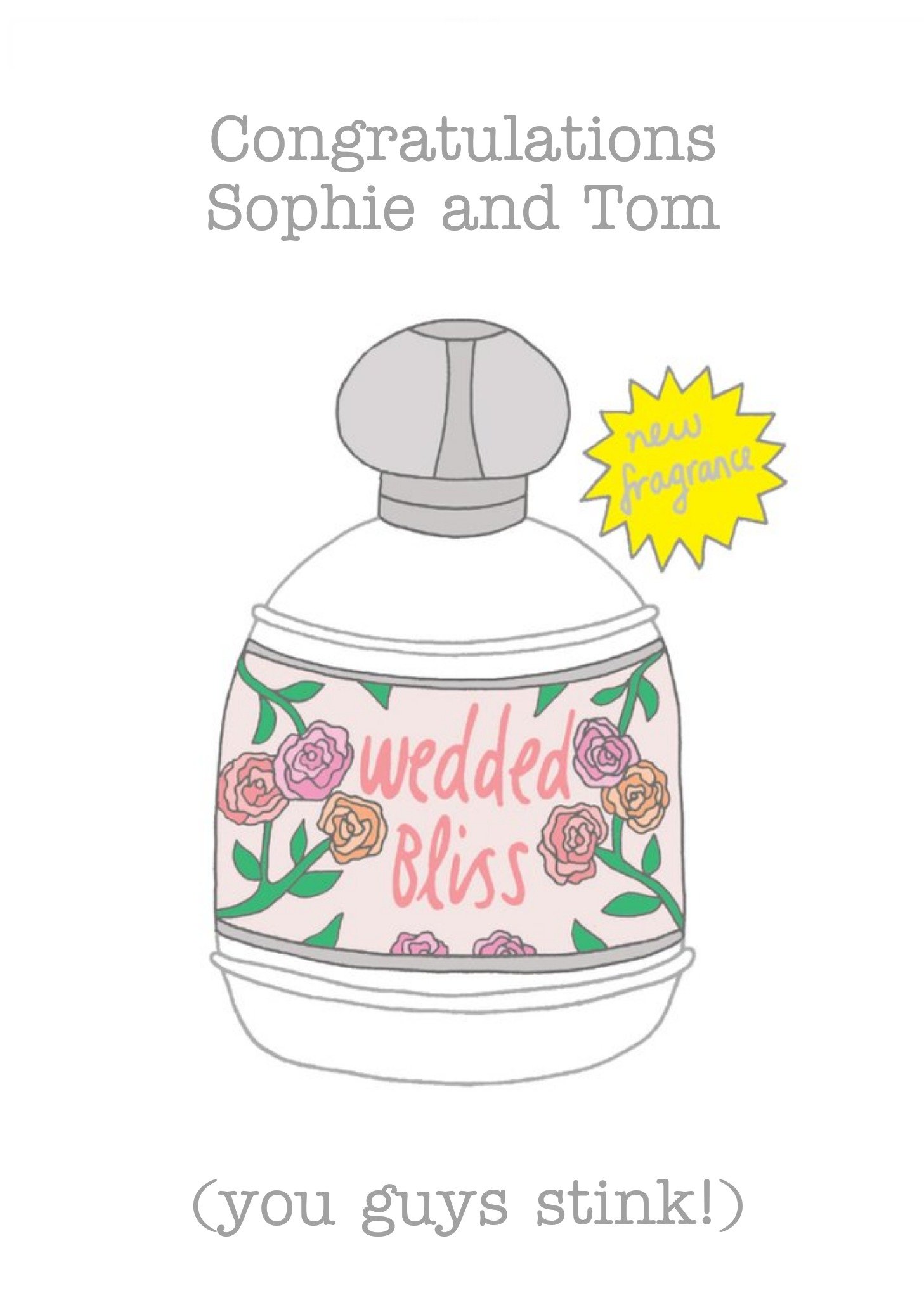 Moonpig Illustrated Perfume Bottle Congratulations Wedding Card Ecard