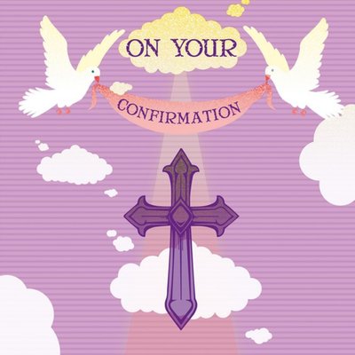 Davora Purple Illustrated Dove Confirmation Day Card