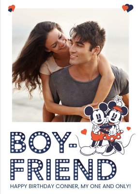 Mickey & Minnie Mouse Boyfriend Photo Upload Birthday Card