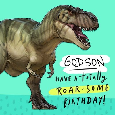 Dinosaur Godson Birthday Card - Tyrannosaurus NHM Natural History Museum