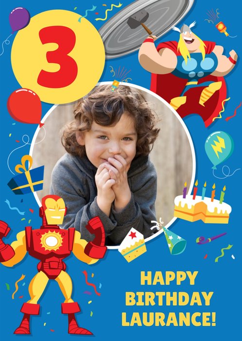 Marvel Comics Happy Birthday Thor And Iron Man Photo Upload Card