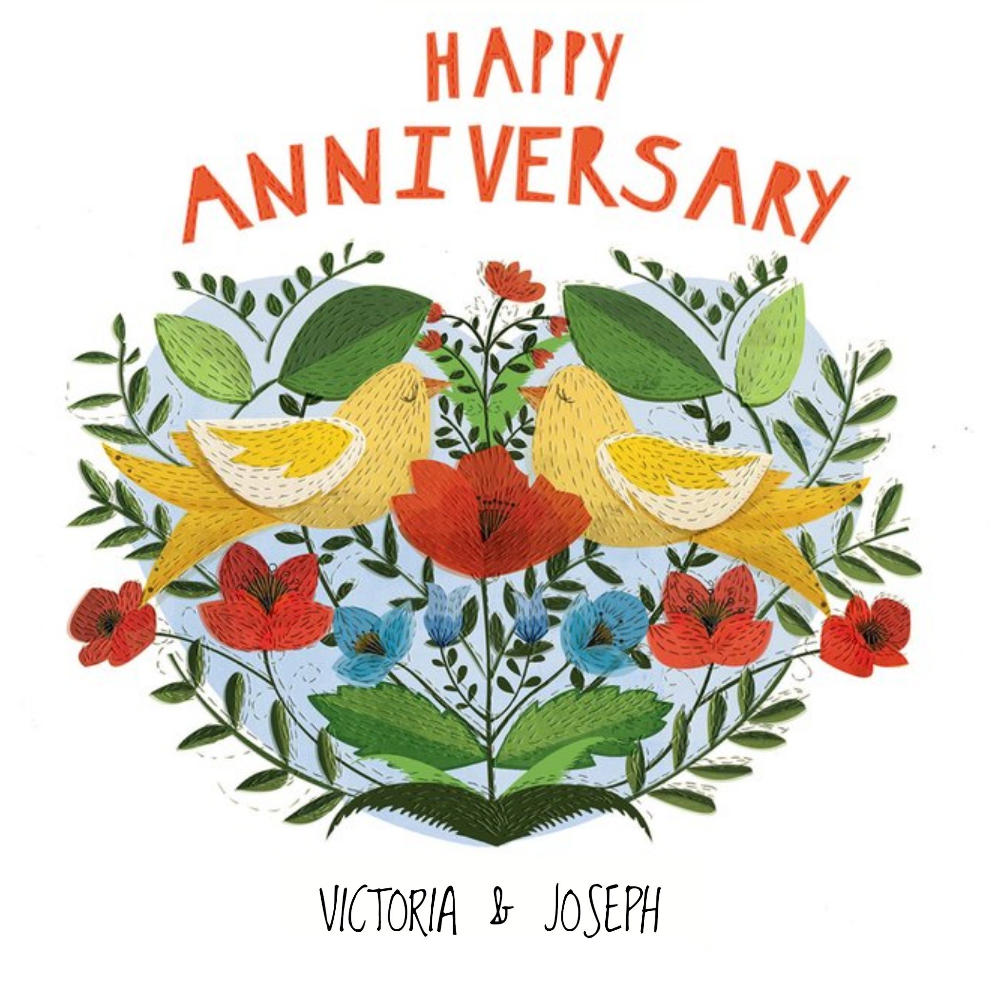 Moonpig Kissing Birds Personalised Happy Anniversary Card