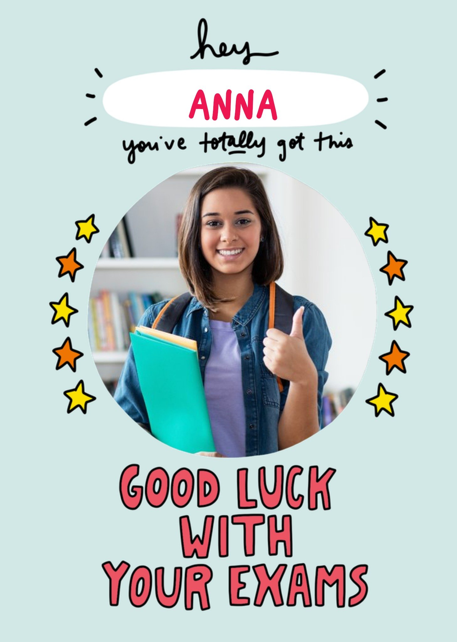 Moonpig Angela Chick Personalised Photo Upload Exams Good Luck Card