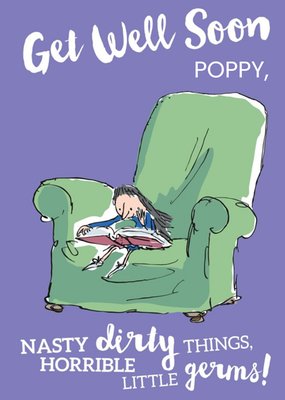 Roald Dahl Matilda Big Chair Personalised Get Well Soon Card