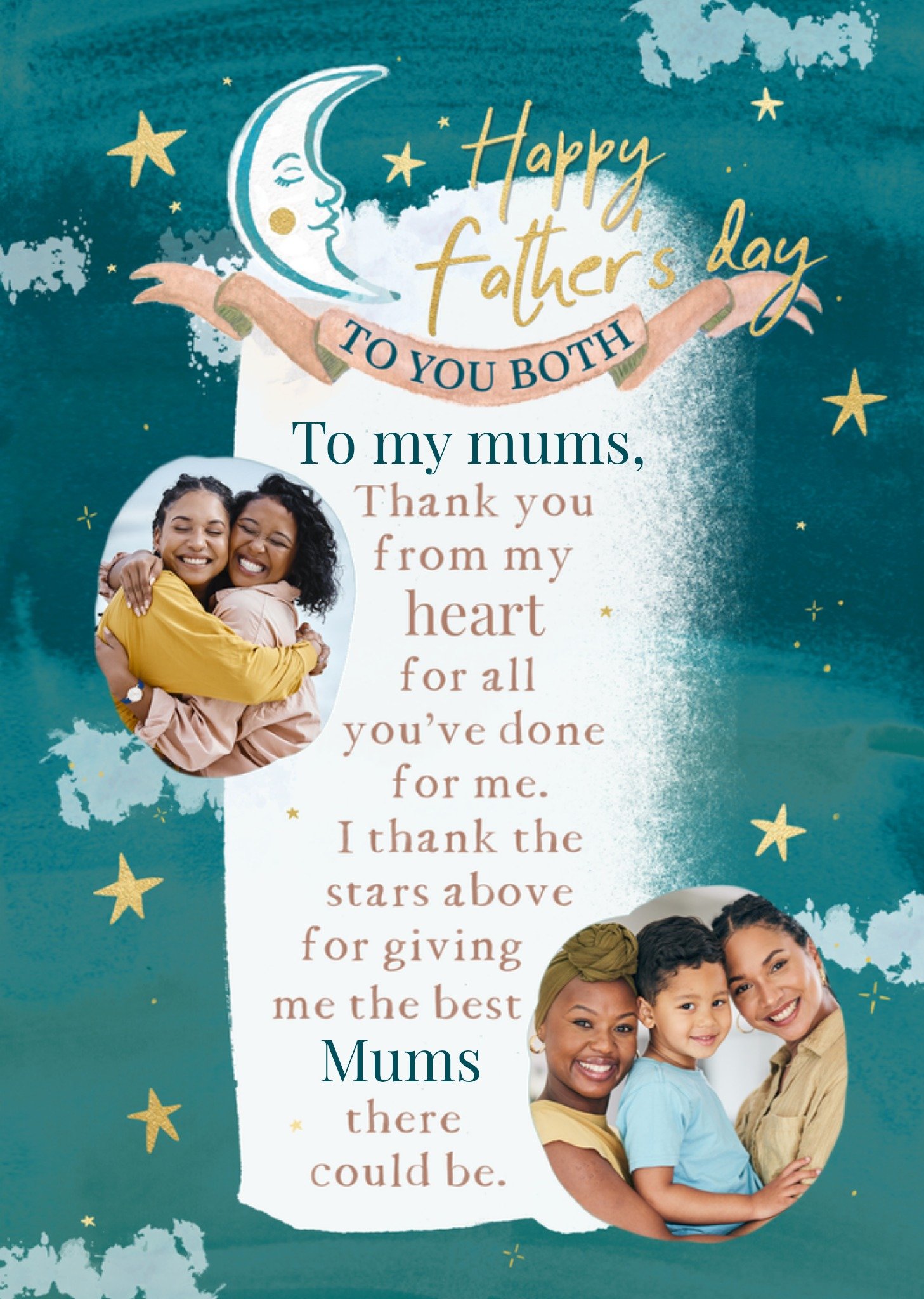 Moonpig Both My Mums Sentimental Verse And Photo Upload Father's Day Card