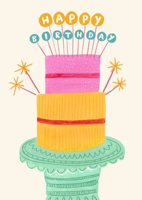 Birthday Cake Sparklers Happy Birthday Card