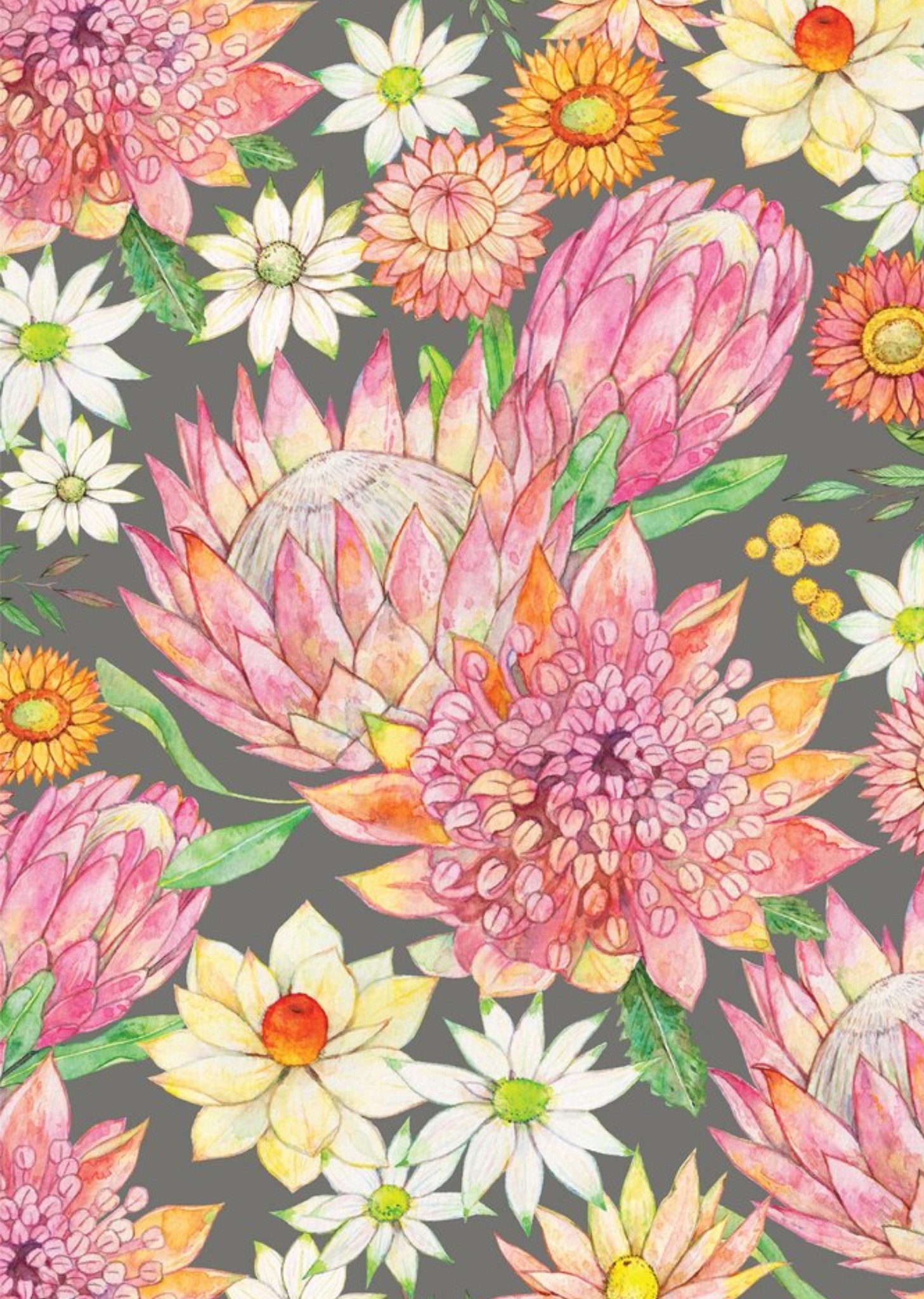 Moonpig Watercolour By Cat Pink & White Floral Just A Note Card