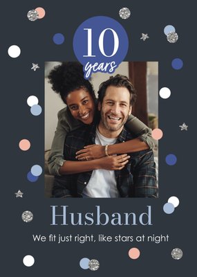 Husband 10 Years Photo Upload Anniversary Card