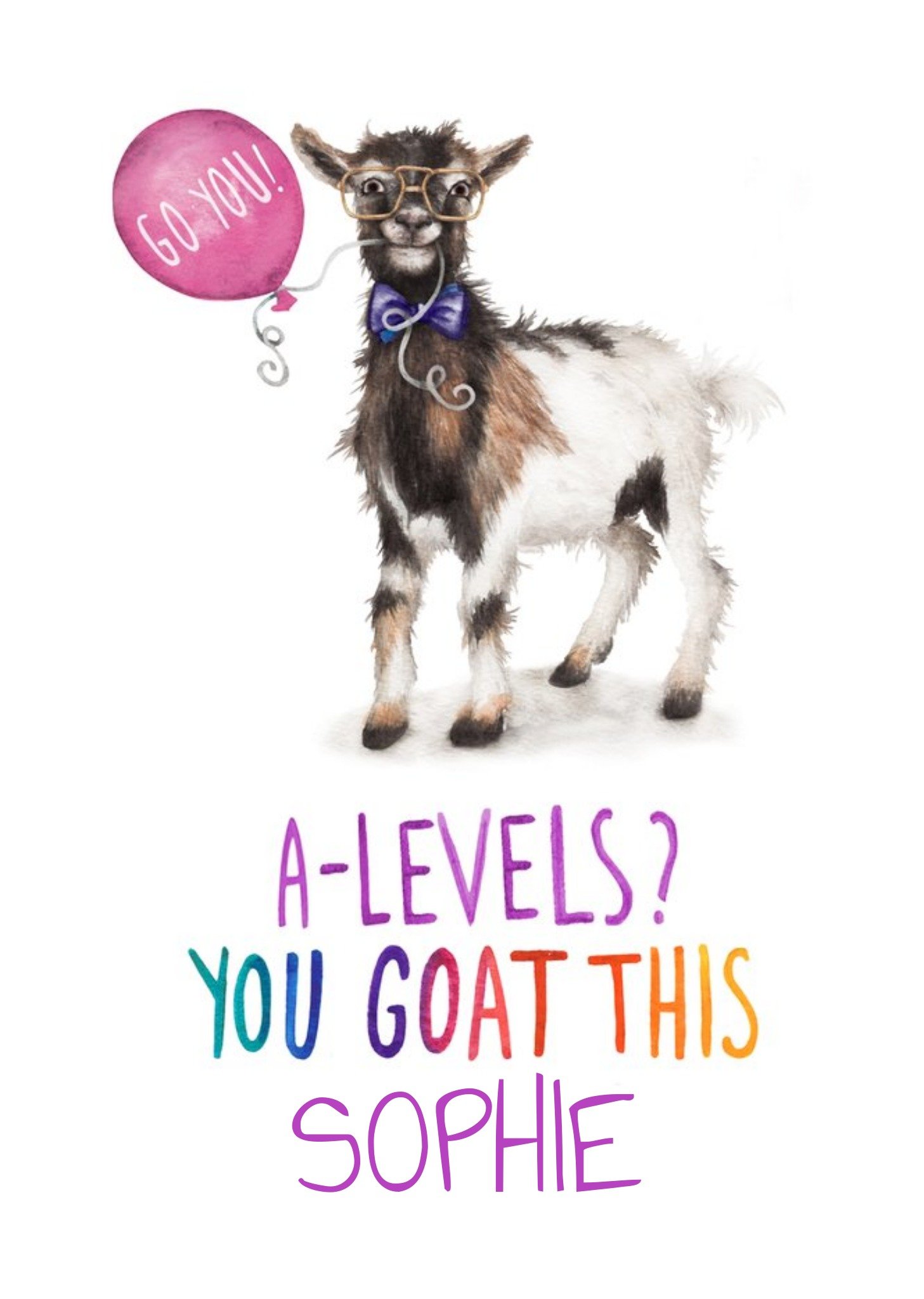 Moonpig Cute Goat Pun A-Levels Good Luck Exams Card