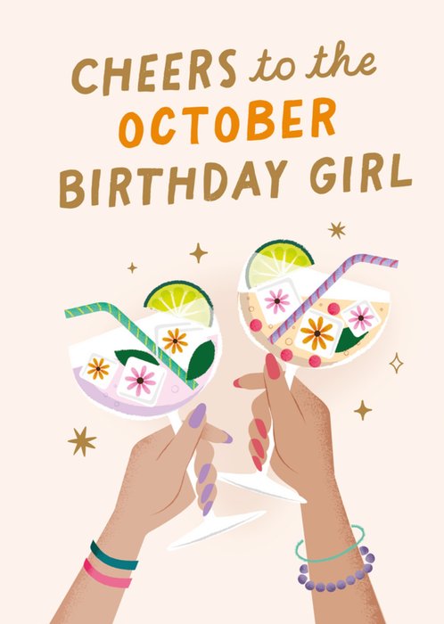 Cheers To The October Birthday Girl Card
