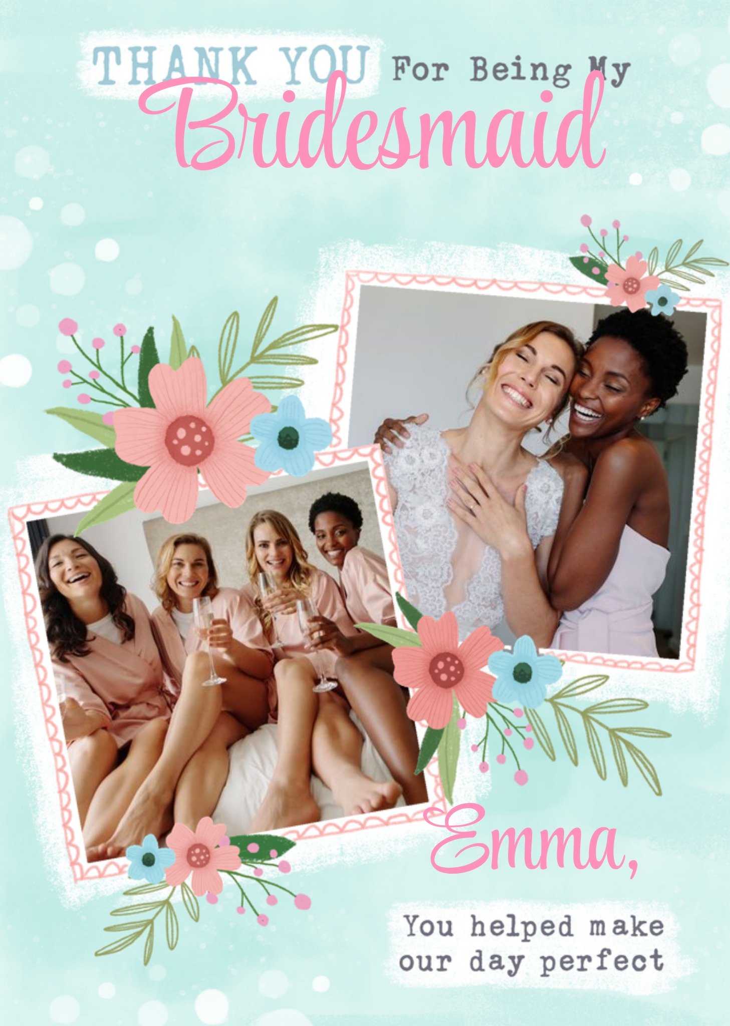 Moonpig Thank You For Being My Bridesmaid Photo Upload Card