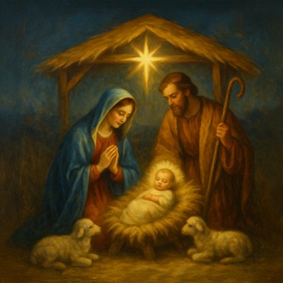 Traditional Nativity Scene Religious Christmas Card